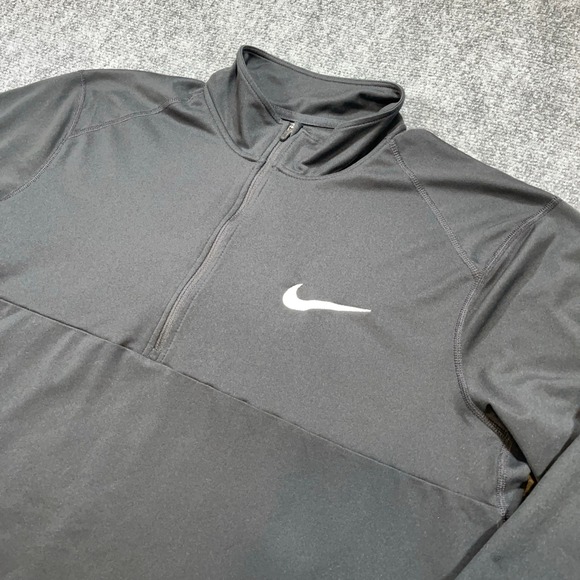 Nike Dri-Fit Running Half Zip Pullover Top Mens‎ XL Black Performance Stretch - Picture 1 of 8